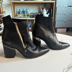 Black Leather Ankle Boots